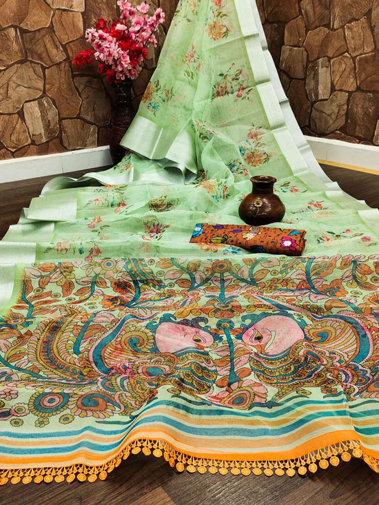 Organza Premium Printed Saree with Unstitched Blouse