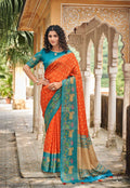Tussar Premium Art Printed Saree with Unstitched Blouse
