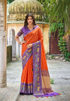 Tussar Premium Art Printed Saree with Unstitched Blouse