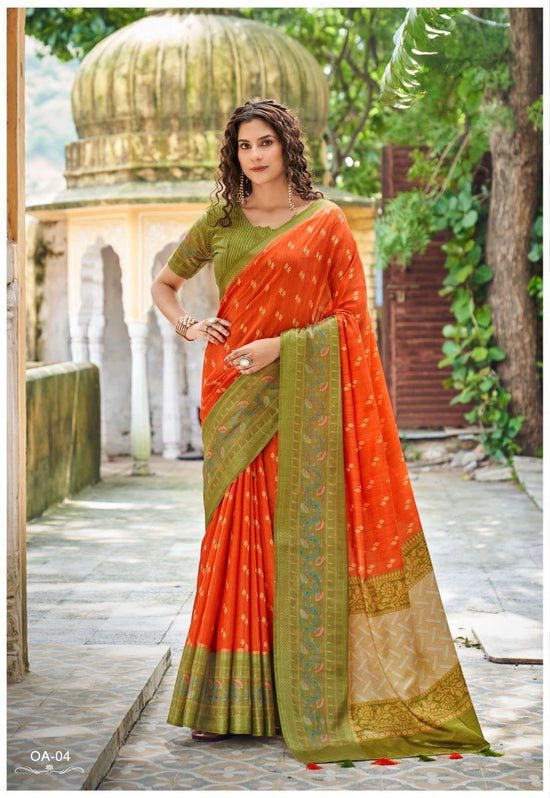 Tussar Premium Art Printed Saree with Unstitched Blouse