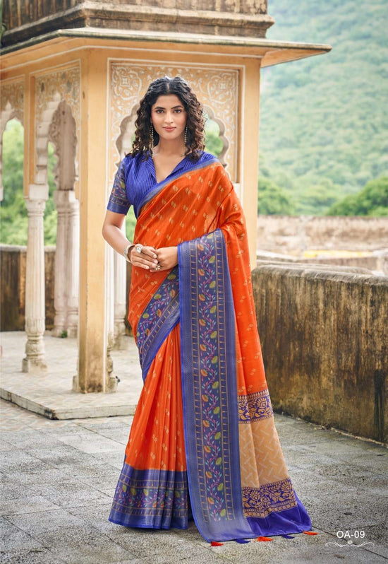 Tussar Premium Art Printed Saree with Unstitched Blouse