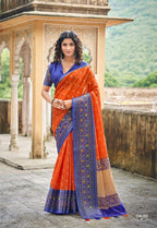 Tussar Premium Art Printed Saree with Unstitched Blouse