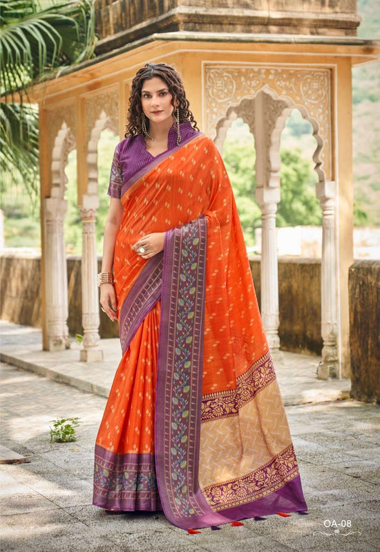Tussar Premium Art Printed Saree with Unstitched Blouse