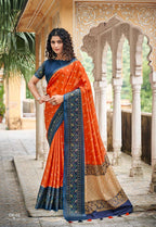 Tussar Premium Art Printed Saree with Unstitched Blouse