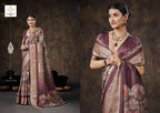 Velvet Silk Printed Festive Saree with Unstitched Blouse