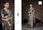 Velvet Silk Printed Festive Saree with Unstitched Blouse