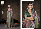 Velvet Silk Printed Festive Saree with Unstitched Blouse