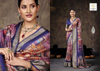Velvet Silk Printed Festive Saree with Unstitched Blouse