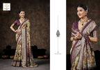 Velvet Silk Printed Festive Saree with Unstitched Blouse