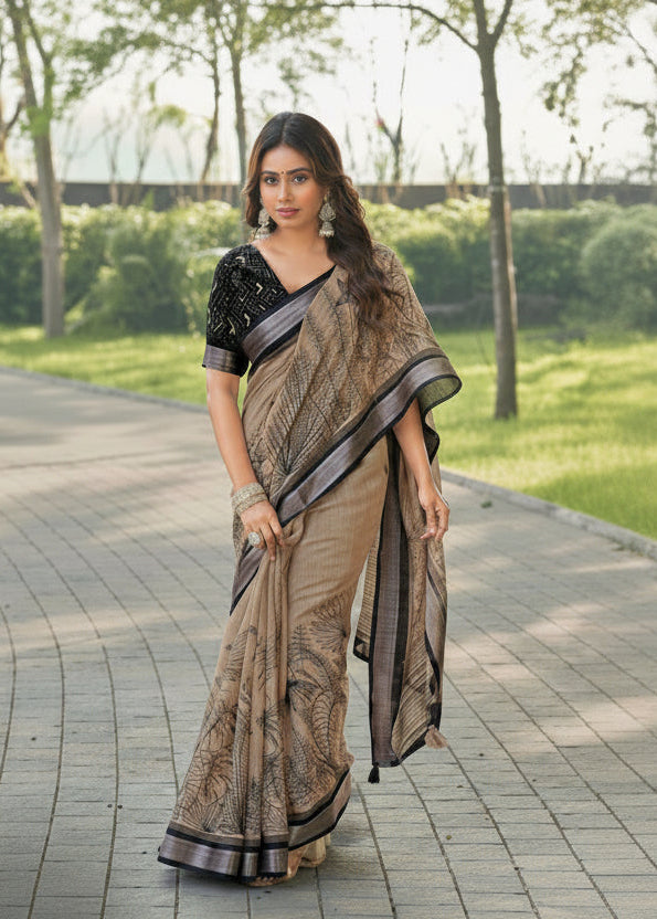 Premium Linen Cotton Weaving Saree with Blouse Piece