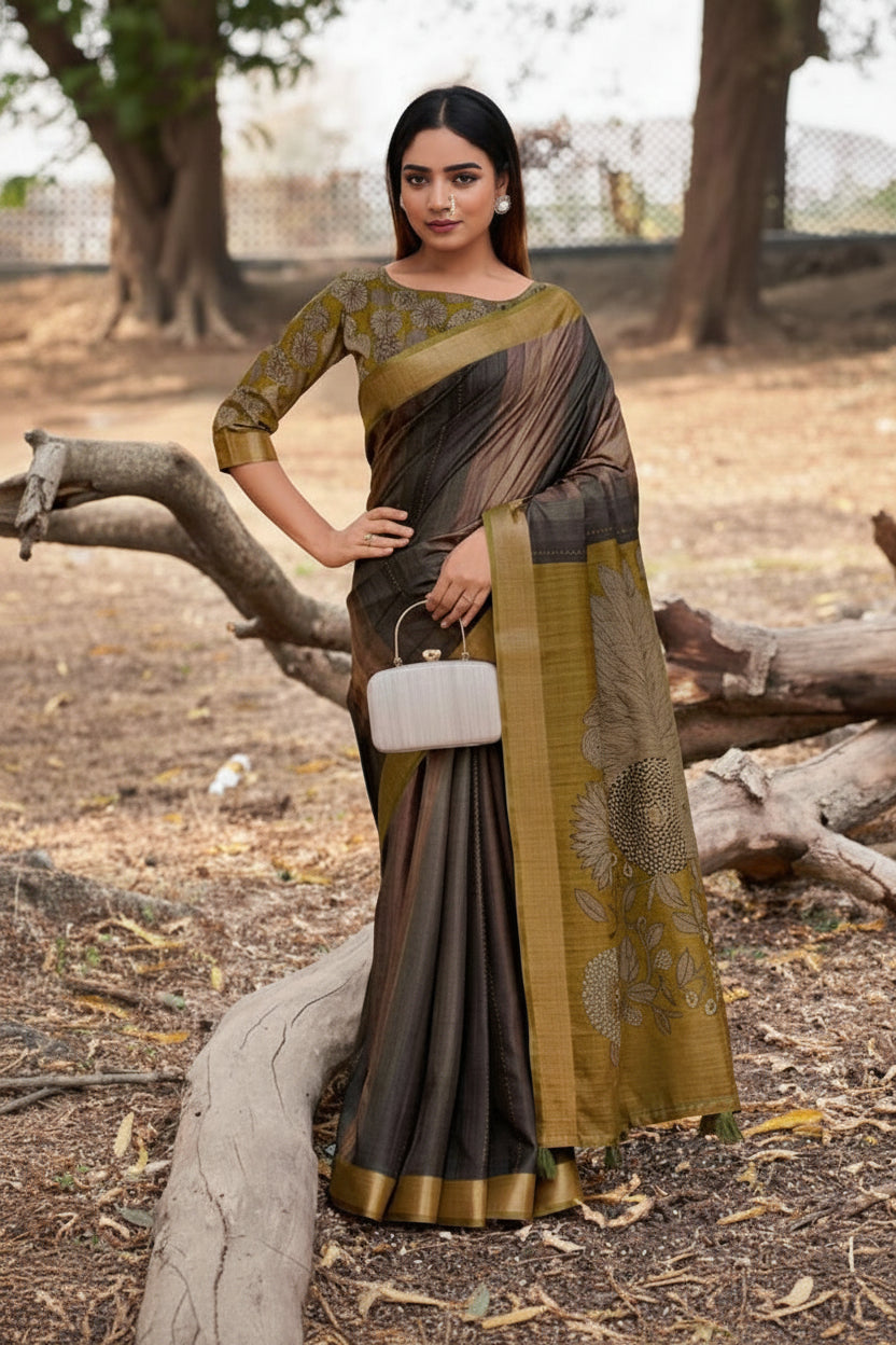 Bhagalpuri Tussar Silk Saree with Blouse Piece