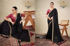 Pure Vichitra Silk Embroidered Saree with Unstitched Blouse
