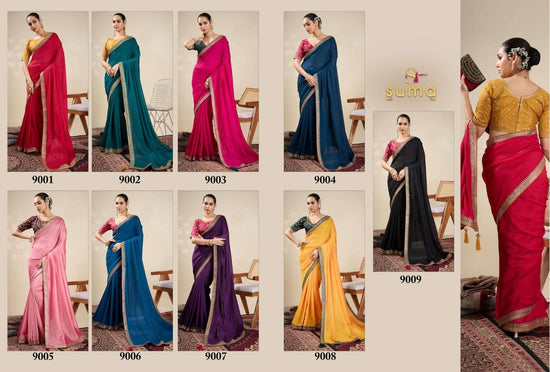 Pure Vichitra Silk Embroidered Saree with Unstitched Blouse