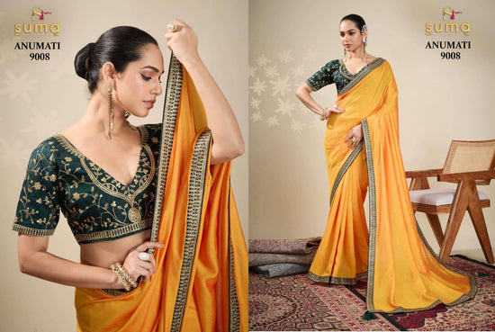 Pure Vichitra Silk Embroidered Saree with Unstitched Blouse