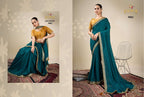 Pure Vichitra Silk Embroidered Saree with Unstitched Blouse