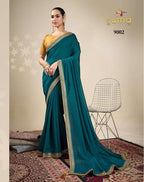 Pure Vichitra Silk Embroidered Saree with Unstitched Blouse