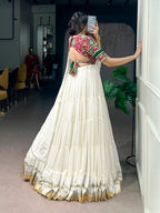 Marble Fabric Lehenga Choli with Sequins, Gota Patti & Embossed Lace Work