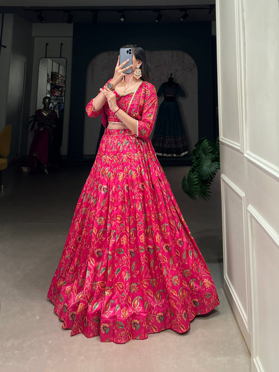 Tasar Silk Floral Printed Lehenga