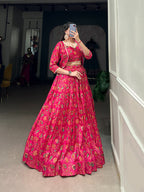 Tasar Silk Floral Printed Lehenga