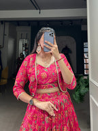 Tasar Silk Floral Printed Lehenga