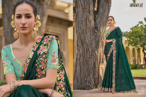 Chiffon Hand Work Saree with Embroidered Unstitched Blouse