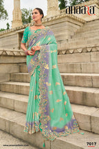Silk Fancy Embroidered Festive Saree with Unstitched Blouse