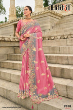 Silk Fancy Embroidered Festive Saree with Unstitched Blouse
