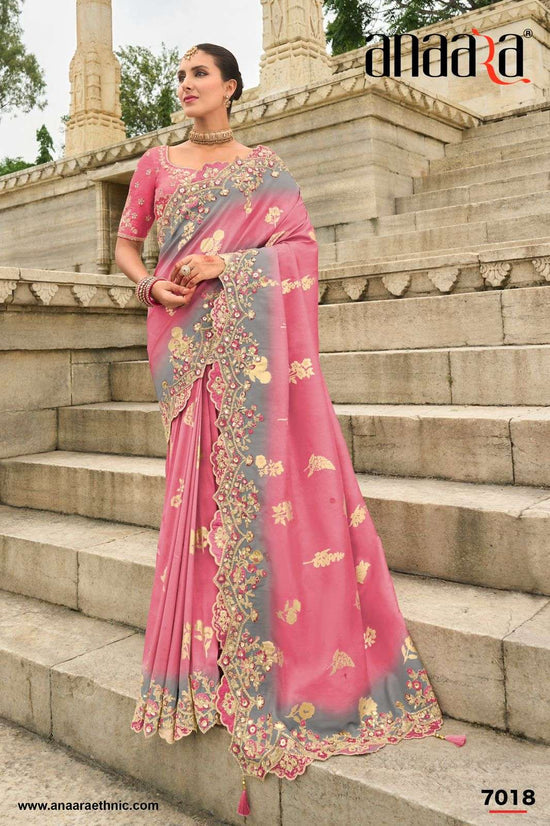 Silk Fancy Embroidered Festive Saree with Unstitched Blouse