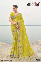 Silk Fancy Embroidered Festive Saree with Unstitched Blouse