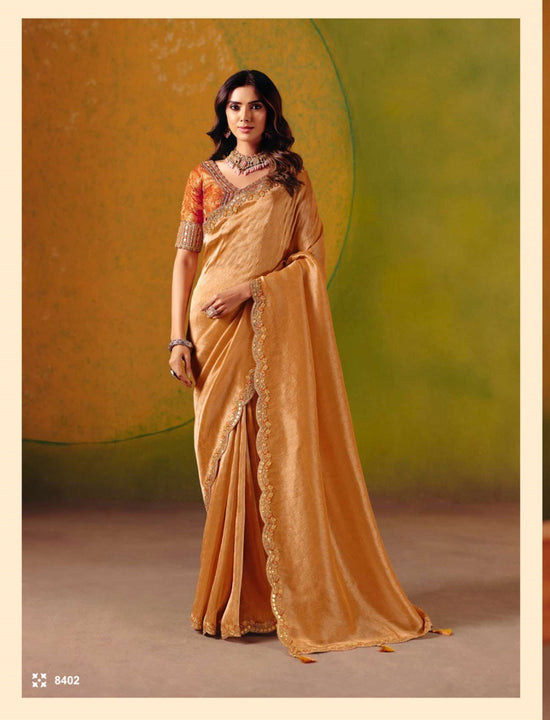Jacquard Silk Printed Festive Saree with Unstitched Blouse