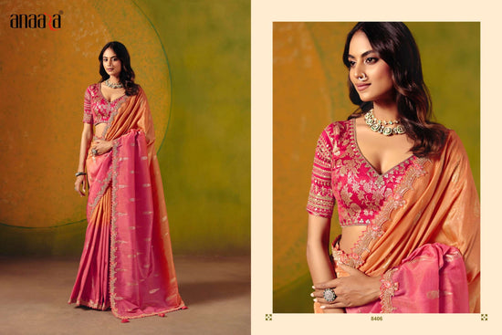 Jacquard Silk Printed Festive Saree with Unstitched Blouse