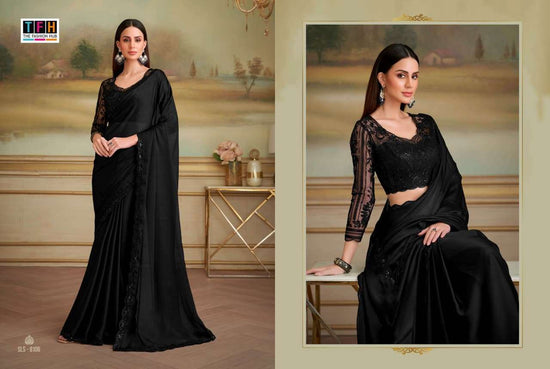 Georgette Designer Party Wear Saree with Embroidered Unstitched Blouse