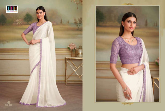 Georgette Designer Party Wear Saree with Embroidered Unstitched Blouse