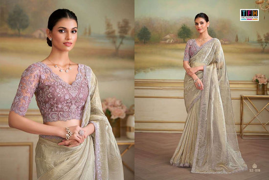Georgette Designer Party Wear Saree with Embroidered Unstitched Blouse