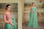 Georgette Designer Party Wear Saree with Embroidered Unstitched Blouse