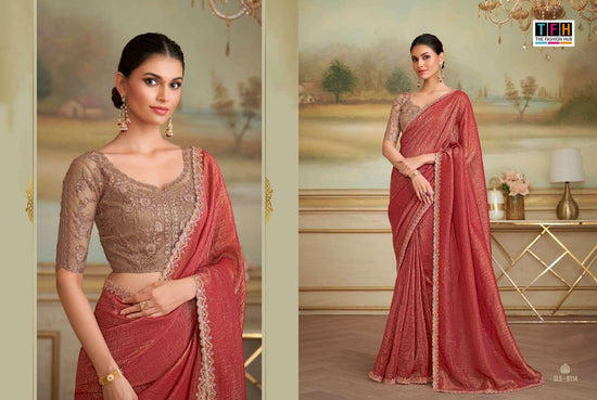 Georgette Designer Party Wear Saree with Embroidered Unstitched Blouse