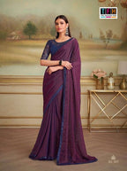 Georgette Designer Party Wear Saree with Embroidered Unstitched Blouse