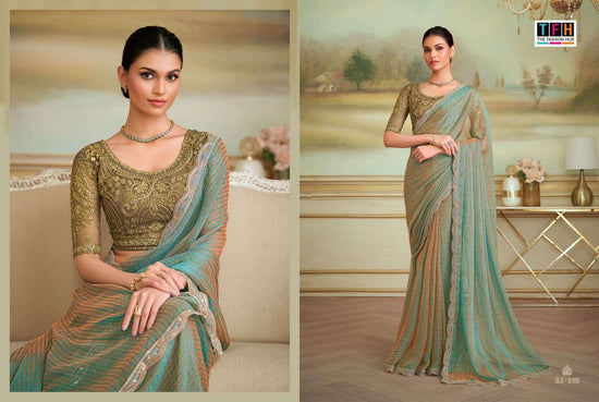 Georgette Designer Party Wear Saree with Embroidered Unstitched Blouse