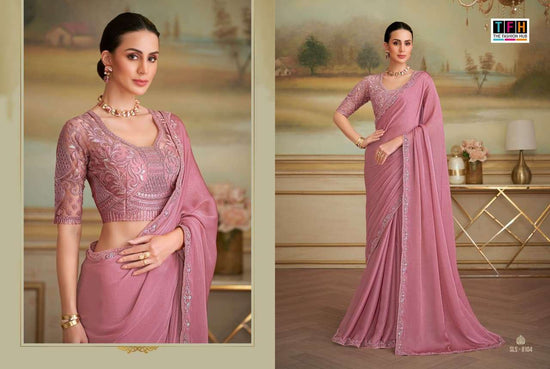Georgette Designer Party Wear Saree with Embroidered Unstitched Blouse