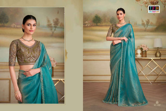 Georgette Designer Party Wear Saree with Embroidered Unstitched Blouse