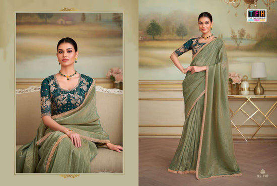 Georgette Designer Party Wear Saree with Embroidered Unstitched Blouse