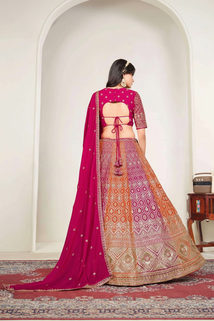 Mehvish Faux Georgette Heavy Embroidered Bridal Lehenga with Cancan & Dupatta