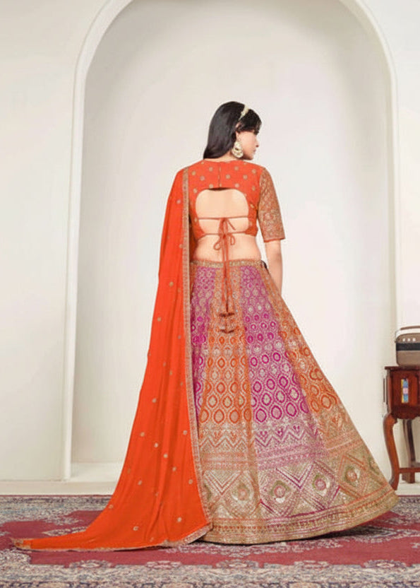 Mehvish Faux Georgette Heavy Embroidered Bridal Lehenga with Cancan & Dupatta