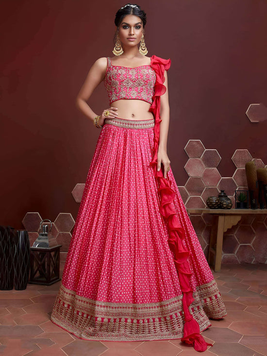Chinon Lehenga with Real Mirror Work Embroidery & Dupatta