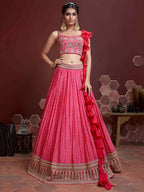 Chinon Lehenga with Real Mirror Work Embroidery & Dupatta