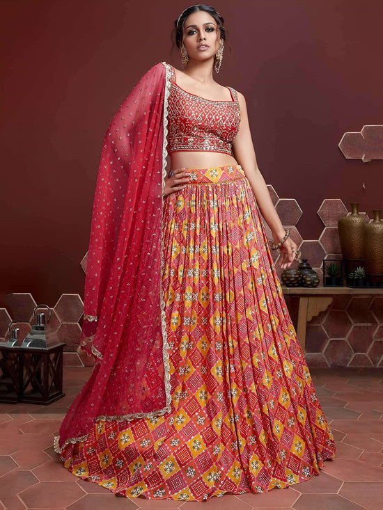 Chinon Lehenga with Real Mirror Work Embroidery & Dupatta