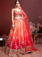 Chinon Lehenga with Real Mirror Work Embroidery & Dupatta