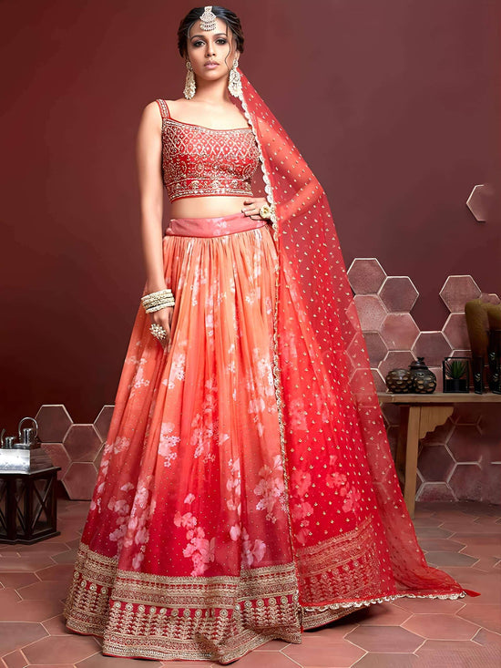 Chinon Lehenga with Real Mirror Work Embroidery & Dupatta