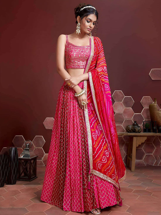 Chinon Lehenga with Real Mirror Work Embroidery & Dupatta