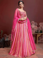Chinon Lehenga with Real Mirror Work Embroidery & Dupatta